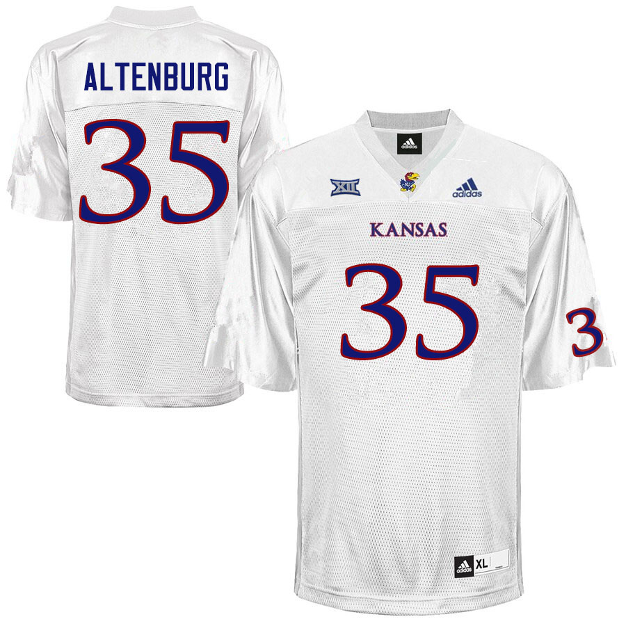 Men #35 Karl Altenburg Kansas Jayhawks College Football Jerseys Sale-White - Click Image to Close